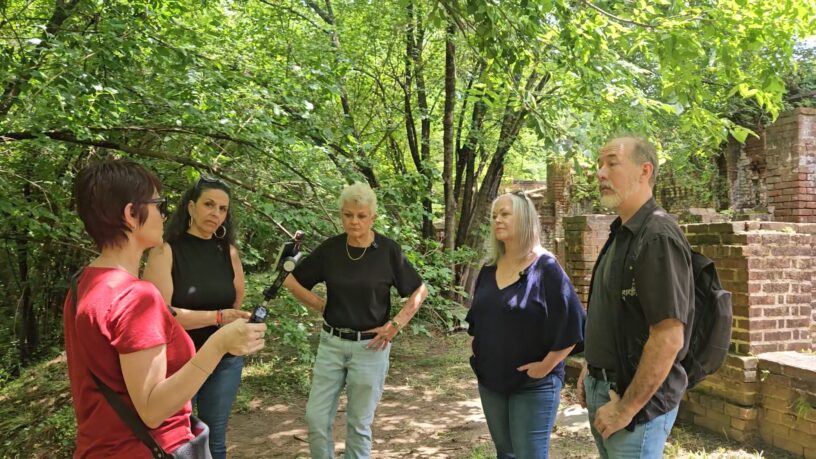 Echoes of the South team and guests investigating Rose Hill Cemetery in Macon, Georgia.